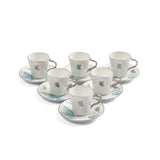 Veloura - Espresso/Turkish Coffee Set (12-Pc) - Blue & Silver