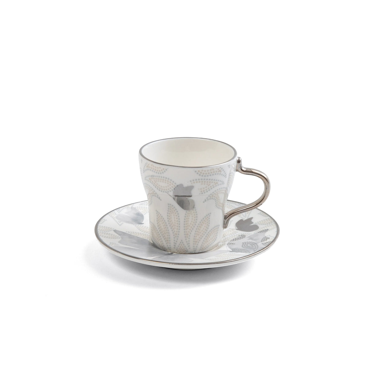 Veloura - Espresso/Turkish Coffee Set (12-Pc) - Grey & Silver