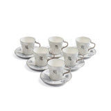 Veloura - Espresso/Turkish Coffee Set (12-Pc) - Grey & Silver