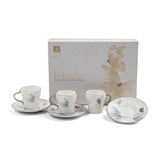 Veloura - Espresso/Turkish Coffee Set (12-Pc) - Grey & Silver