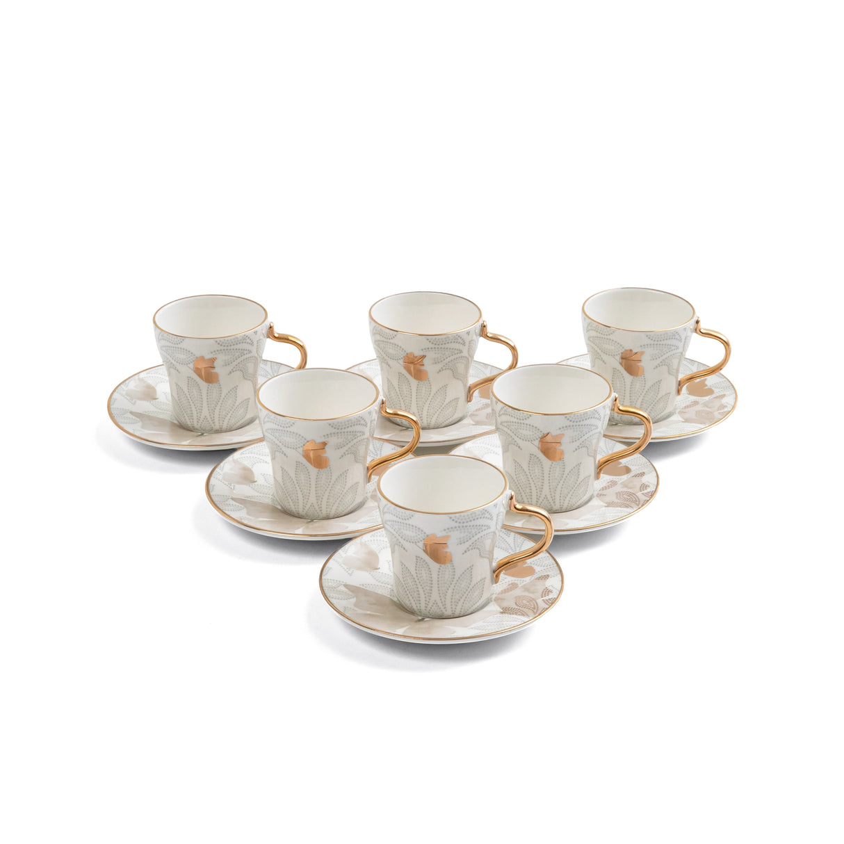 Veloura - Espresso/Turkish Coffee Set (12-Pc) - Brown & Gold