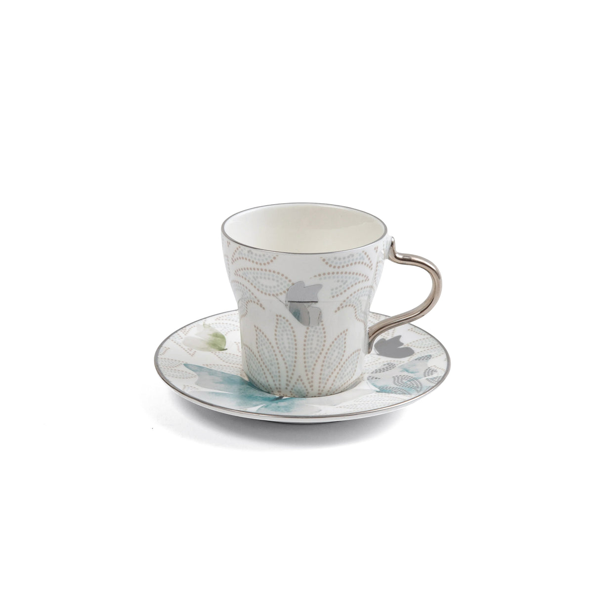 Veloura - Cappuccino Set (12-Pc) - Blue & Silver