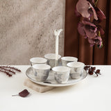 Veloura - Arabic Coffee Cups With Holder - Grey & Silver