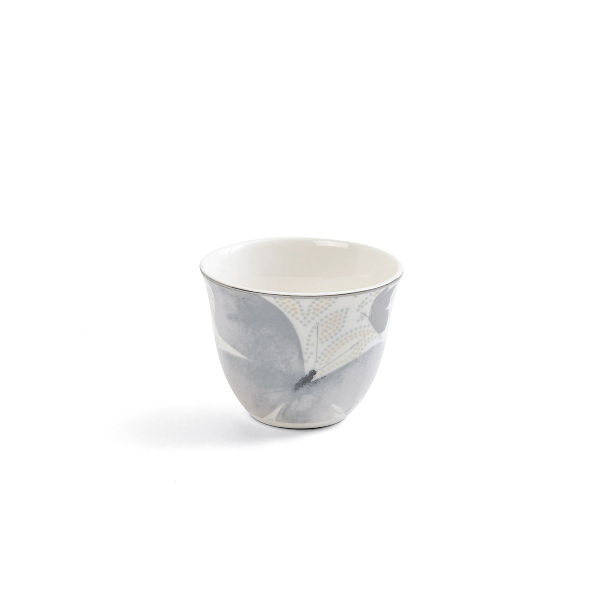 Veloura - Arabic Coffee Cups With Holder - Grey & Silver