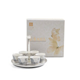 Veloura - Arabic Coffee Cups With Holder - Grey & Silver