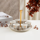 Veloura - Arabic Coffee Cups With Holder - Brown & Gold