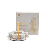 Veloura - Arabic Coffee Cups With Holder - Brown & Gold