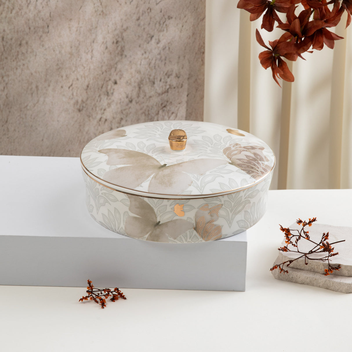 Veloura - Large Decorative Canister - Brown & Gold