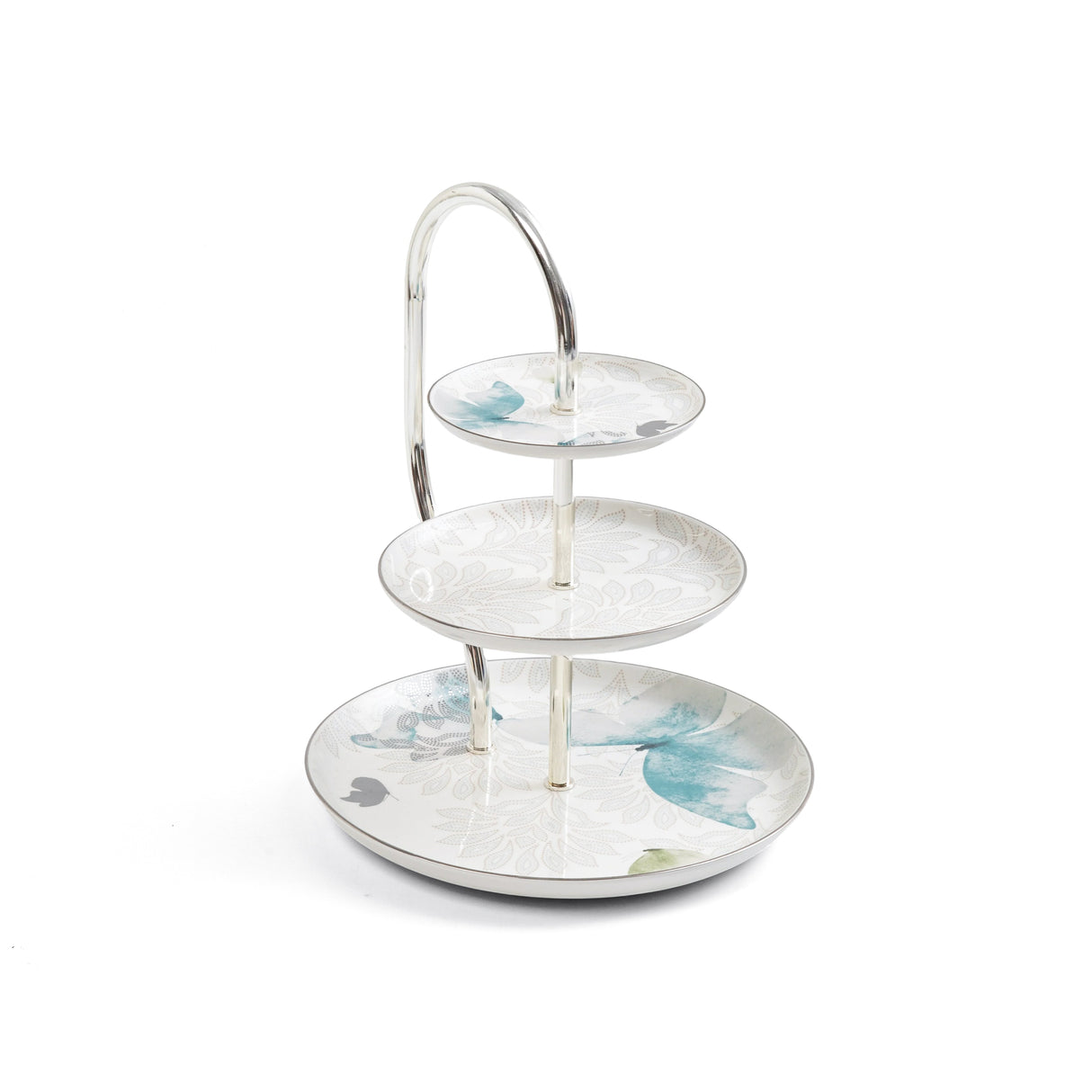 Veloura - 3 Tier Plate - Blue & Silver