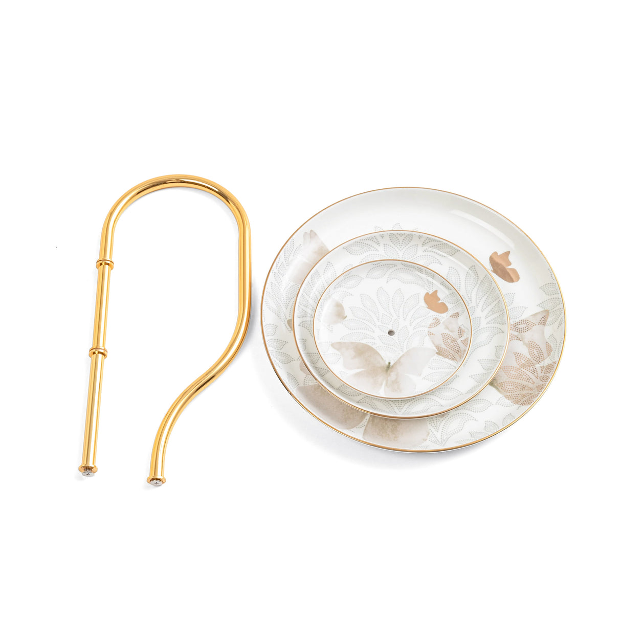 Veloura - 3 Tier Plate - Brown & Gold