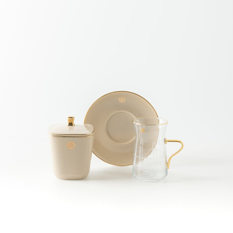 Mirral - Tea Set (13-Pc) - Beige & Gold