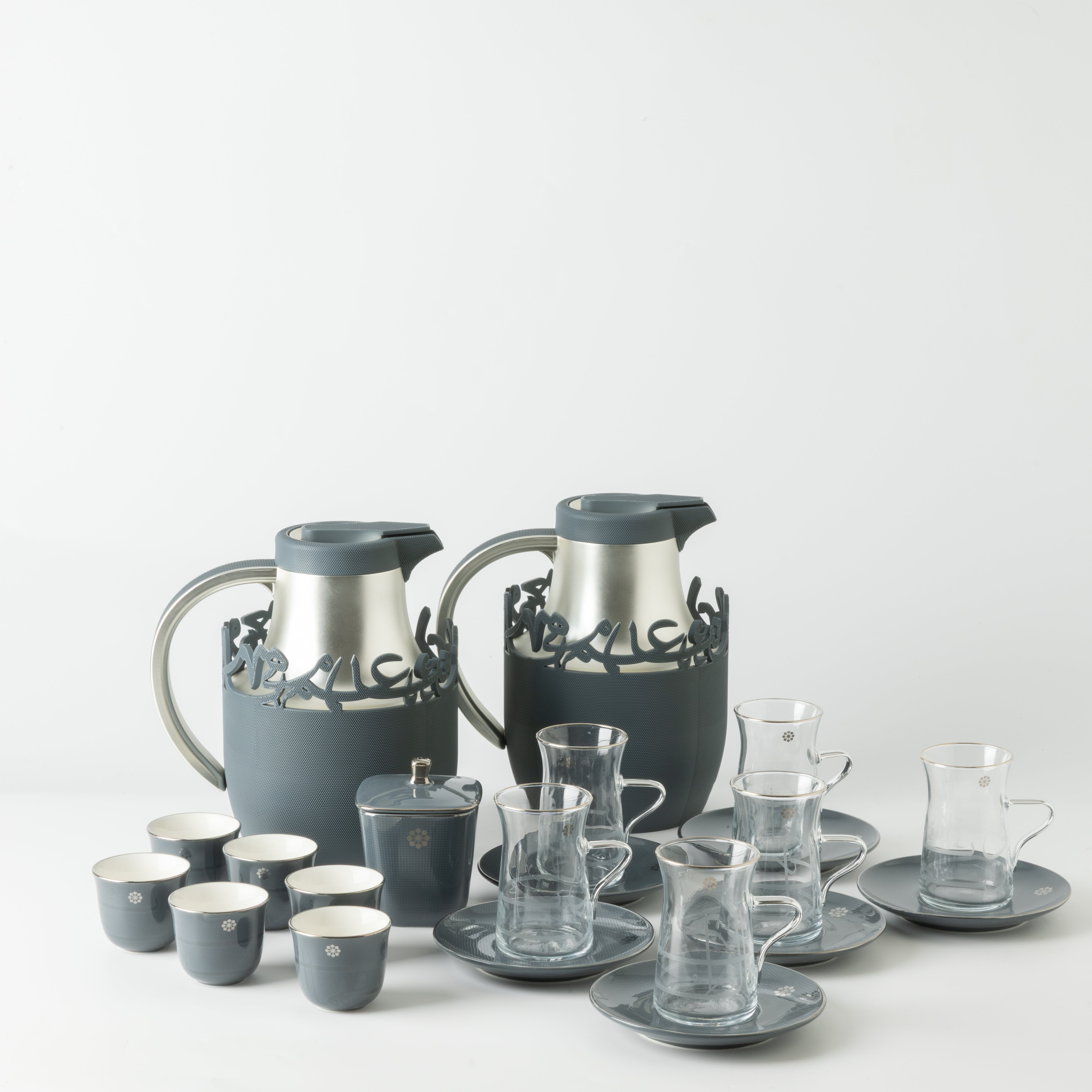 Mirral - Tea Set (21-Pc) - Dark Blue & Silver – Otantik Home