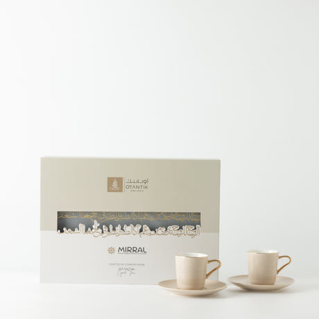 Mirral - Espresso/Turkish Coffee Set (12-Pc) - Beige & Gold