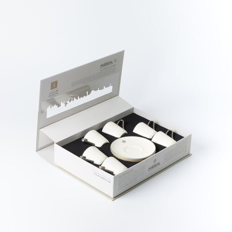 Mirral - Espresso/Turkish Coffee Set (12-Pc) - White & Silver