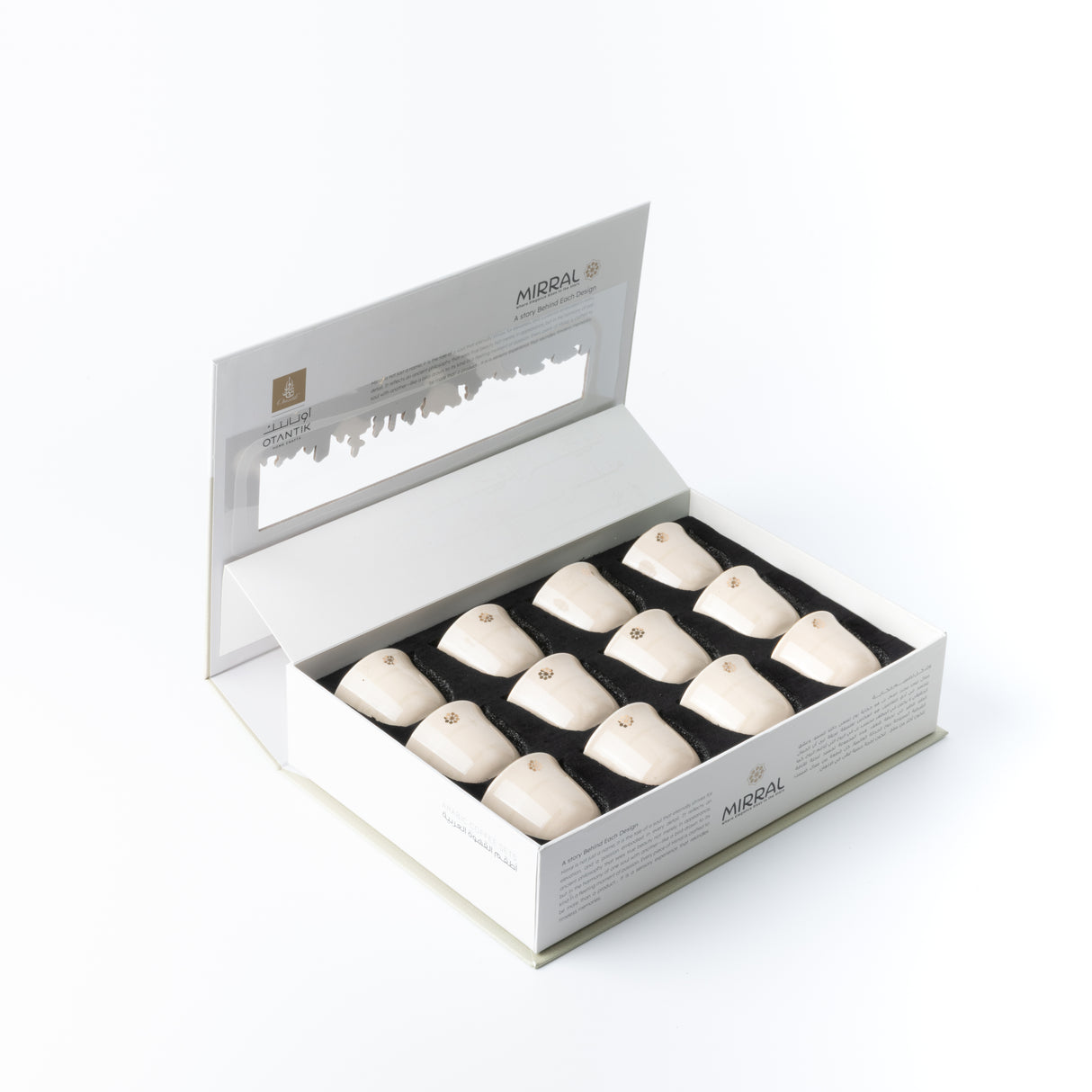 Mirral - Arabic Coffee Cups Set (12-Pc) - Beige & Gold