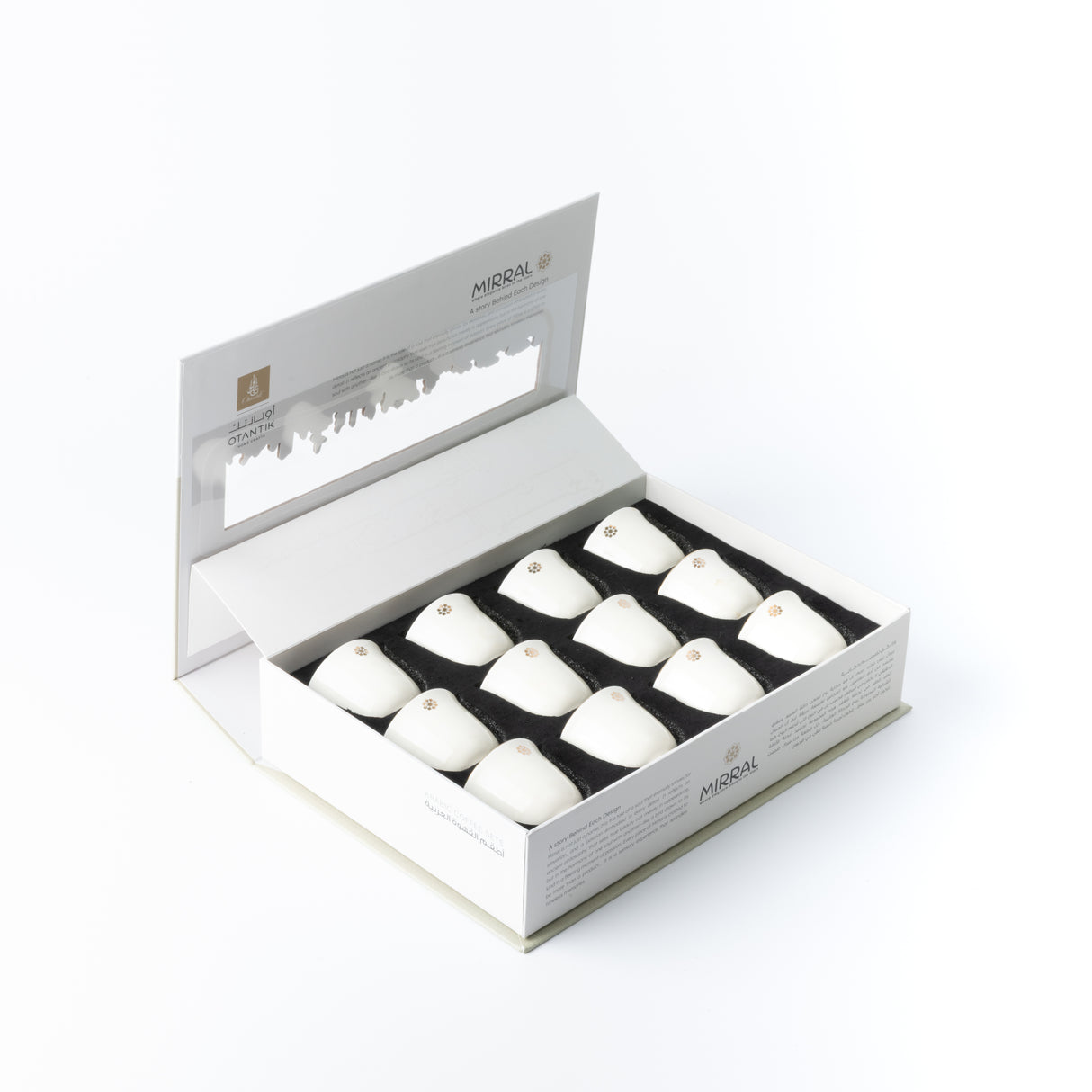 Mirral - Arabic Coffee Cups Set (12-Pc) - White & Gold