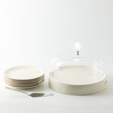 Mirral - Cake Set (9-Pc) - White & Silver