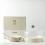Mirral - Cake Set (9-Pc) - White & Silver