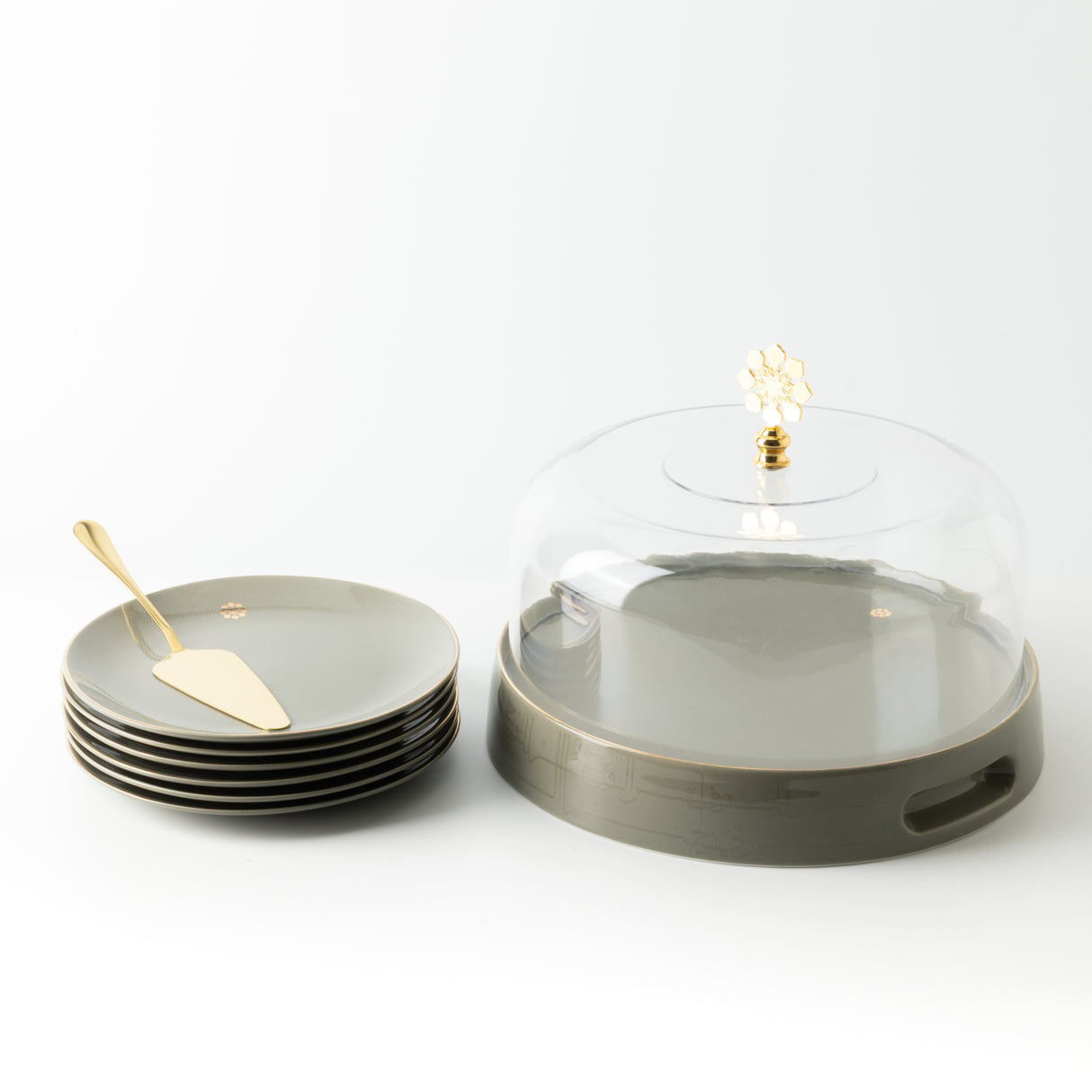 Mirral - Cake Set (9-Pc) - Grey & Gold