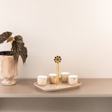 Mirral - Arabic Coffee Cups With Holder - Beige & Gold