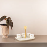 Mirral - Arabic Coffee Cups With Holder - White & Gold