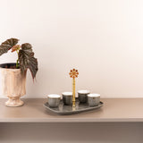 Mirral - Arabic Coffee Cups With Holder - Grey & Gold