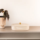 Mirral - Large Decorative Canister - Beige & Gold