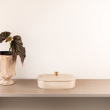 Mirral - Medium Decorative Canister - Beige & Gold