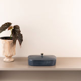 Mirral - Medium Decorative Canister - Dark Blue & Silver