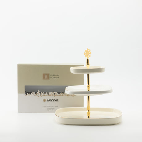 Mirral - 3 Tier Plate - White & Gold