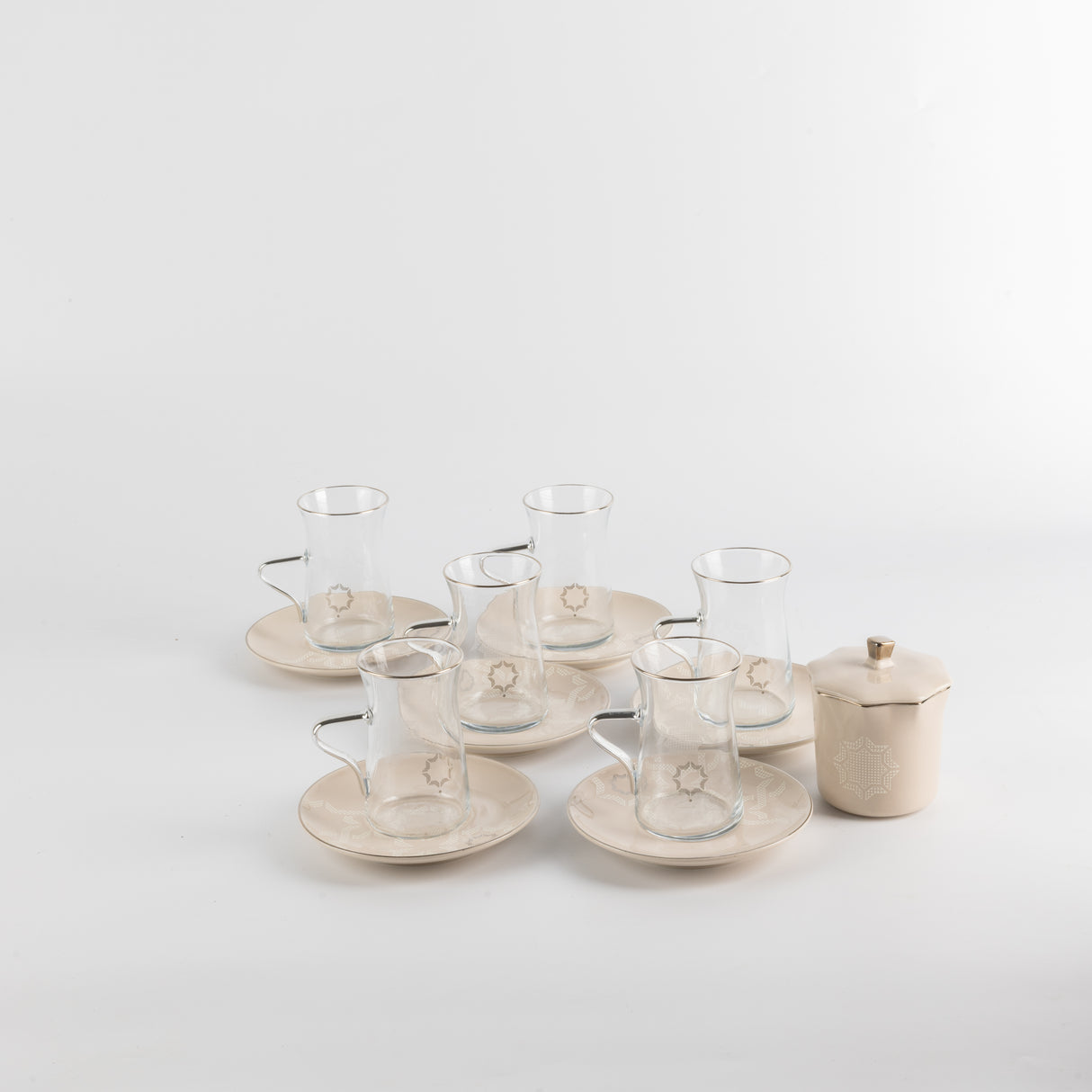 Octara - Tea Set (13-Pc) - Beige & Silver