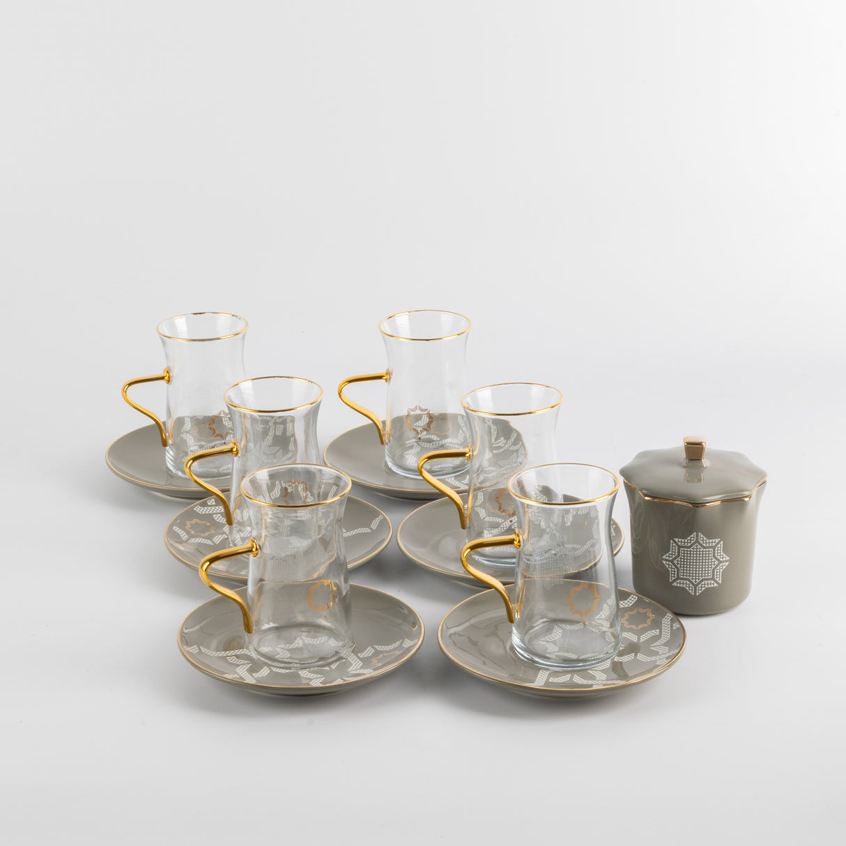 Octara - Tea Set (13-Pc) - Grey & Gold