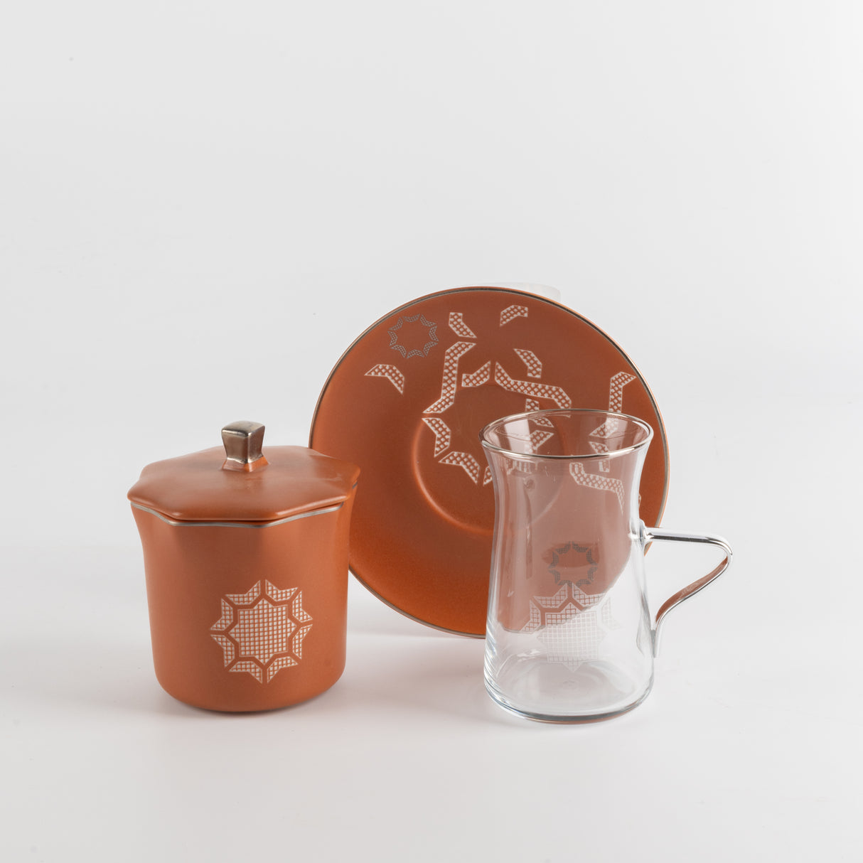 Octara - Tea Set (13-Pc) - Orange & Silver