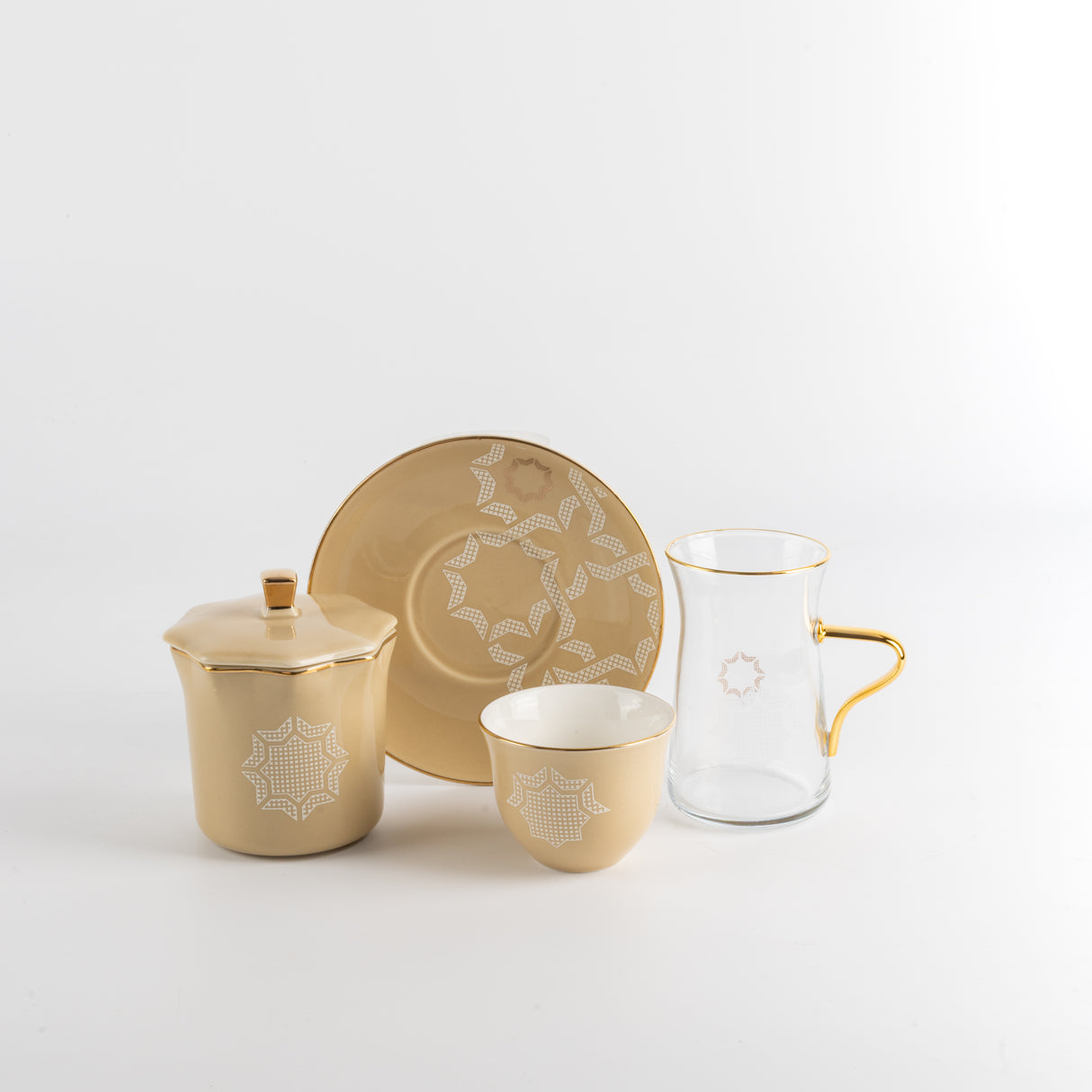 Octara - Tea Set (19-Pc) - Ivory & Gold