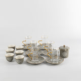 Octara - Tea Set (19-Pc) - Grey & Gold
