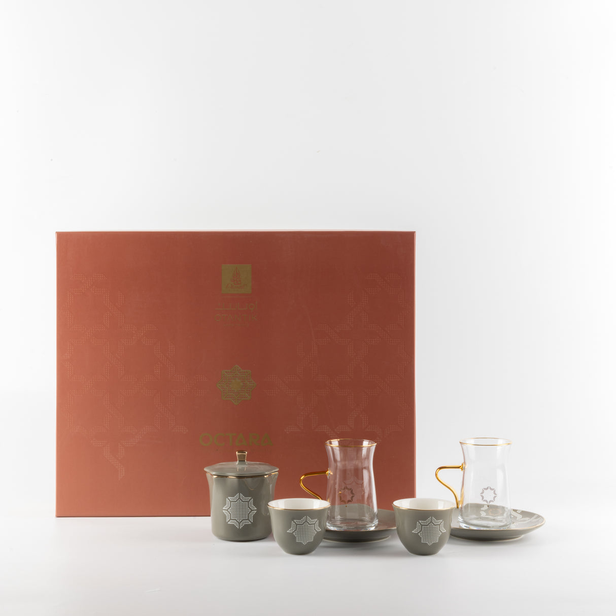 Octara - Tea Set (19-Pc) - Grey & Gold