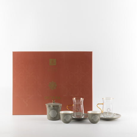 Octara - Tea Set (19-Pc) - Grey & Gold
