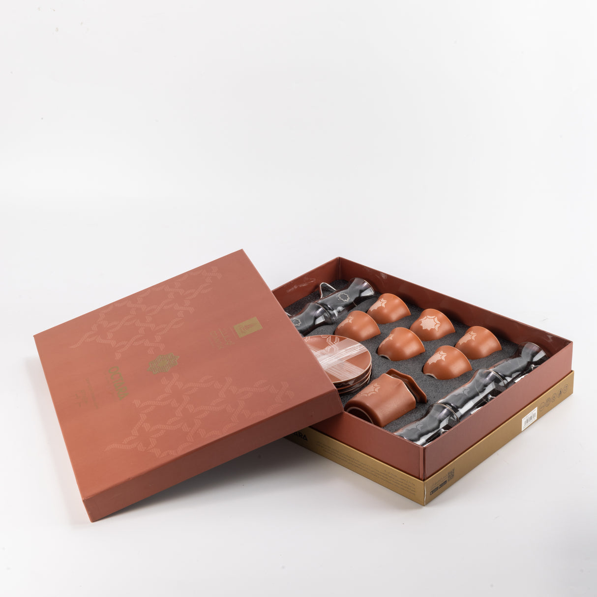 Octara - Tea Set (19-Pc) - Orange & Silver