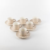 Octara - Espresso/Turkish Coffee Set (12-Pc)- Beige & Silver