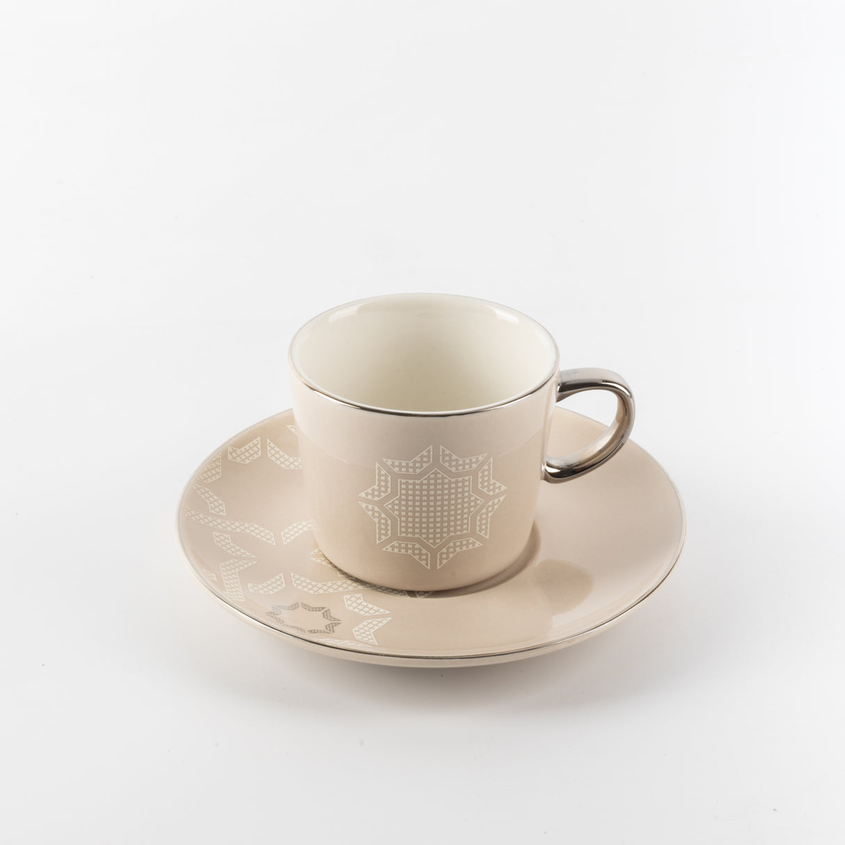 Octara - Espresso/Turkish Coffee Set (12-Pc)- Beige & Silver