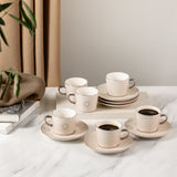 Octara - Espresso/Turkish Coffee Set (12-Pc)- Beige & Silver