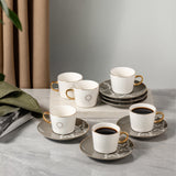Octara - Espresso/Turkish Coffee Set (12-Pc) - Grey & Gold