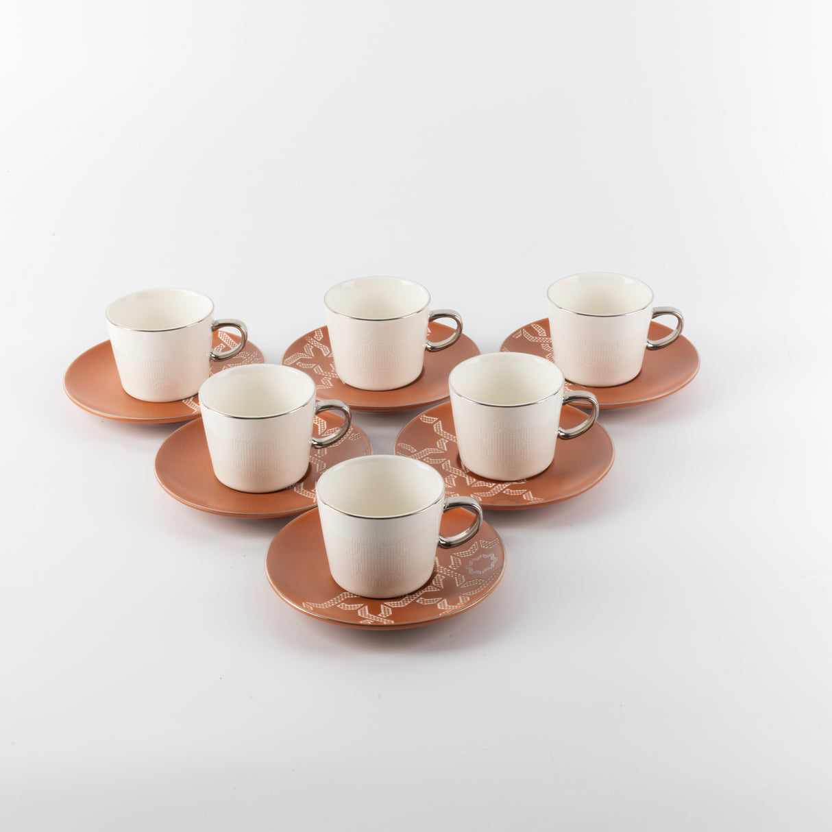 Octara - Espresso/Turkish Coffee Set (12-Pc) - Orange & Silver