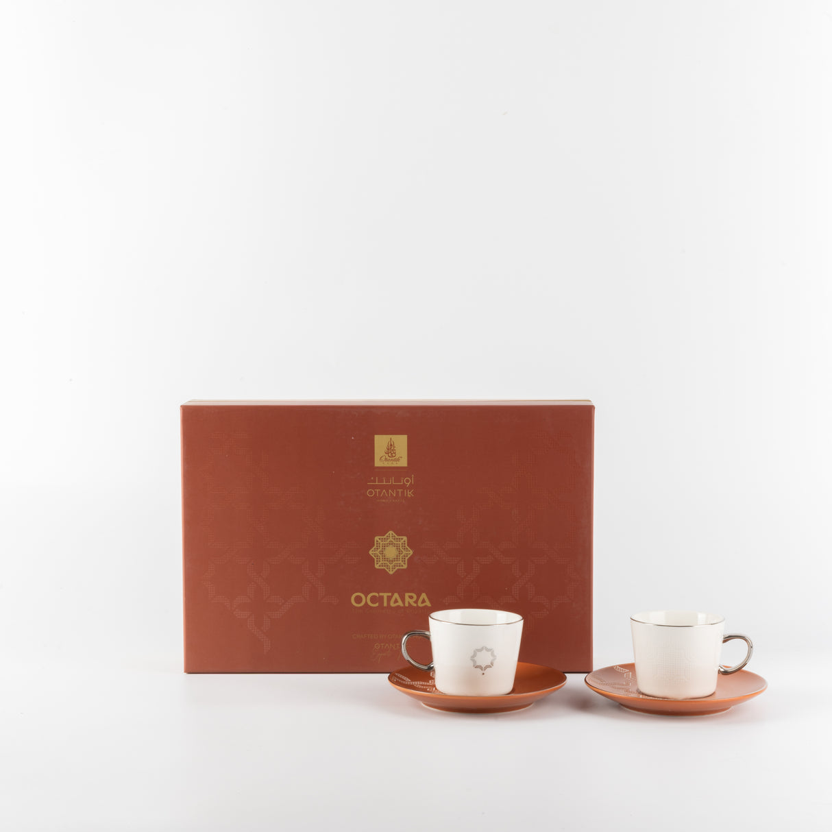 Octara - Espresso/Turkish Coffee Set (12-Pc) - Orange & Silver