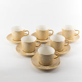 Octara - Cappuccino Set (12-Pc) - Ivory & Gold