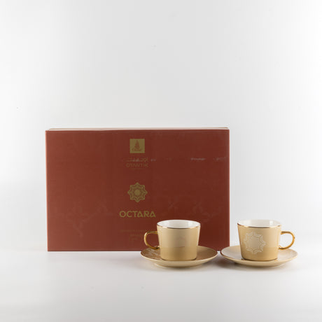 Octara - Cappuccino Set (12-Pc) - Ivory & Gold