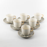 Octara - Cappuccino Set (12-Pc) - Grey & Gold