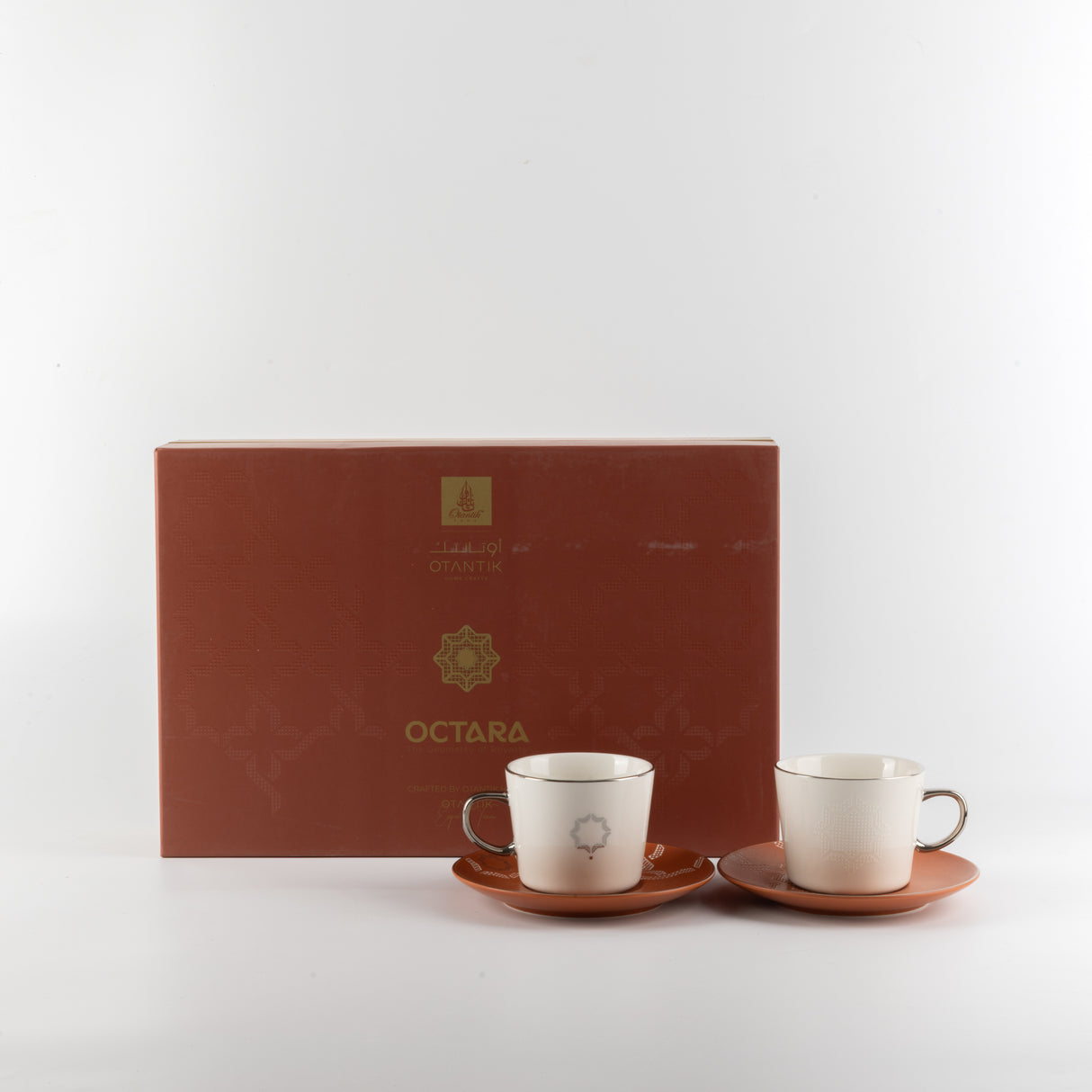 Octara - Cappuccino Set (12-Pc) - Orange & Silver