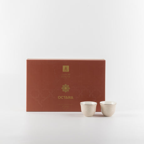 Octara - Arabic Coffee Cups Set (12-Pc) - Beige & Silver