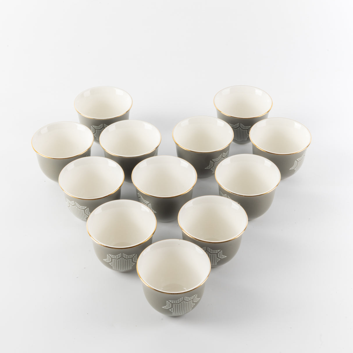 Octara - Arabic Coffee Cups Set (12-Pc) - Grey & Gold